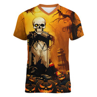 Happy Halloween Party Women V Neck T Shirt - Wonder Print Shop