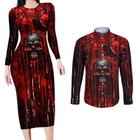 If You Kick Me When I'm Down You Better Pray I Don't Get Up Skull Couples Matching Long Sleeve Bodycon Dress and Long Sleeve Button Shirts - Wonder Print Shop