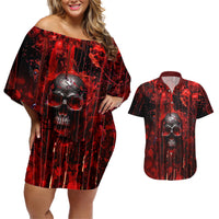 If You Kick Me When I'm Down You Better Pray I Don't Get Up Skull Couples Matching Off Shoulder Short Dress and Hawaiian Shirt - Wonder Print Shop
