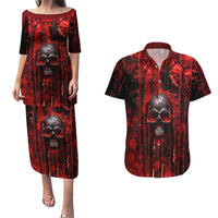 If You Kick Me When I'm Down You Better Pray I Don't Get Up Skull Couples Matching Puletasi Dress and Hawaiian Shirt - Wonder Print Shop
