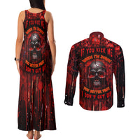 If You Kick Me When I'm Down You Better Pray I Don't Get Up Skull Couples Matching Tank Maxi Dress and Long Sleeve Button Shirts - Wonder Print Shop