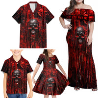 If You Kick Me When I'm Down You Better Pray I Don't Get Up Skull Family Matching Off Shoulder Maxi Dress and Hawaiian Shirt - Wonder Print Shop
