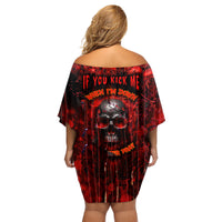If You Kick Me When I'm Down You Better Pray I Don't Get Up Skull Family Matching Off Shoulder Short Dress and Hawaiian Shirt - Wonder Print Shop