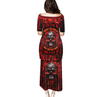 If You Kick Me When I'm Down You Better Pray I Don't Get Up Skull Family Matching Puletasi Dress and Hawaiian Shirt - Wonder Print Shop