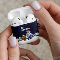 El Salvador Christmas AirPods Case with Santa Claus Turkey Fireworks Palm Trees and National Emblem Design - Wonder Print Shop
