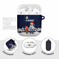 El Salvador Christmas AirPods Case with Santa Claus Turkey Fireworks Palm Trees and National Emblem Design - Wonder Print Shop