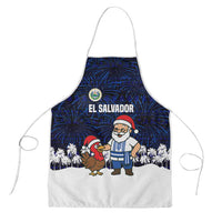 El Salvador Christmas Apron with Santa Claus Turkey Fireworks Palm Trees and National Emblem Design - Wonder Print Shop