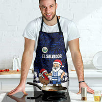El Salvador Christmas Apron with Santa Claus Turkey Fireworks Palm Trees and National Emblem Design - Wonder Print Shop