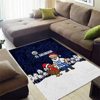 El Salvador Christmas Area Rug with Santa Claus Turkey Fireworks Palm Trees and National Emblem Design - Wonder Print Shop