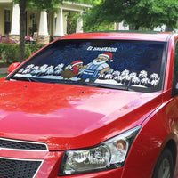 El Salvador Christmas Auto Sun Shade with Santa Claus Turkey Fireworks Palm Trees and National Emblem Design - Wonder Print Shop