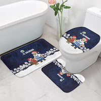 El Salvador Christmas Bathroom Set with Santa Claus Turkey Fireworks Palm Trees and National Emblem Design - Wonder Print Shop