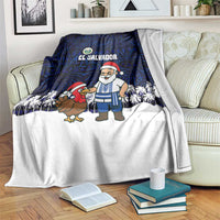 El Salvador Christmas Blanket with Santa Claus Turkey Fireworks Palm Trees and National Emblem Design - Wonder Print Shop