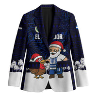 El Salvador Christmas Blazer with Santa Claus Turkey Fireworks Palm Trees and National Emblem Design - Wonder Print Shop