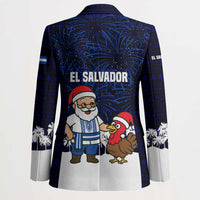 El Salvador Christmas Blazer with Santa Claus Turkey Fireworks Palm Trees and National Emblem Design - Wonder Print Shop