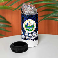 El Salvador Christmas 4 in 1 Can Cooler Tumbler with Santa Claus Turkey Fireworks Palm Trees and National Emblem Design - Wonder Print Shop
