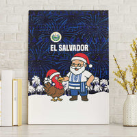 El Salvador Christmas Canvas Wall Art with Santa Claus Turkey Fireworks Palm Trees and National Emblem Design - Wonder Print Shop