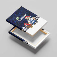 El Salvador Christmas Canvas Wall Art with Santa Claus Turkey Fireworks Palm Trees and National Emblem Design - Wonder Print Shop