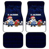 El Salvador Christmas Car Mats with Santa Claus Turkey Fireworks Palm Trees and National Emblem Design - Wonder Print Shop
