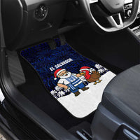El Salvador Christmas Car Mats with Santa Claus Turkey Fireworks Palm Trees and National Emblem Design - Wonder Print Shop
