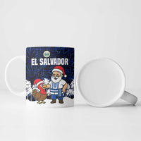 El Salvador Christmas Ceramic Mug with Santa Claus Turkey Fireworks Palm Trees and National Emblem Design - Wonder Print Shop