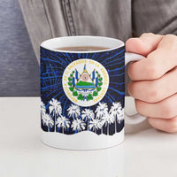 El Salvador Christmas Ceramic Mug with Santa Claus Turkey Fireworks Palm Trees and National Emblem Design - Wonder Print Shop