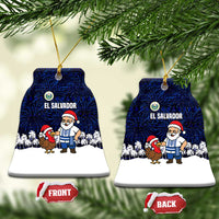 El Salvador Christmas Ceramic Ornament with Santa Claus Turkey Fireworks Palm Trees and National Emblem Design - Wonder Print Shop