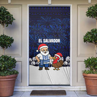 El Salvador Christmas Door Cover with Santa Claus Turkey Fireworks Palm Trees and National Emblem Design - Wonder Print Shop