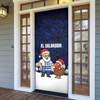 El Salvador Christmas Door Cover with Santa Claus Turkey Fireworks Palm Trees and National Emblem Design - Wonder Print Shop