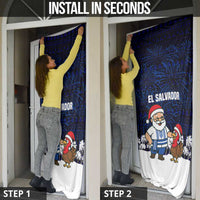 El Salvador Christmas Door Cover with Santa Claus Turkey Fireworks Palm Trees and National Emblem Design - Wonder Print Shop