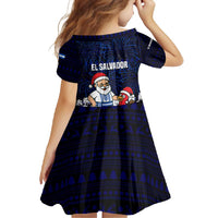 El Salvador Christmas Family Matching Off Shoulder Maxi Dress and Hawaiian Shirt with Santa Claus Turkey Fireworks Palm Trees and National Emblem Design - Wonder Print Shop