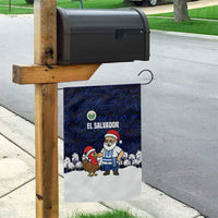 El Salvador Christmas Garden Flag with Santa Claus Turkey Fireworks Palm Trees and National Emblem Design - Wonder Print Shop