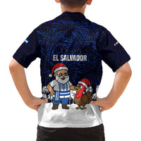El Salvador Christmas Hawaiian Shirt with Santa Claus Turkey Fireworks Palm Trees and National Emblem Design - Wonder Print Shop