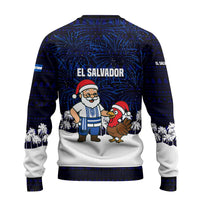El Salvador Christmas Ugly Christmas Sweater with Santa Claus Turkey Fireworks Palm Trees and National Emblem Design - Wonder Print Shop