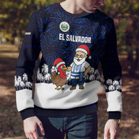 El Salvador Christmas Ugly Christmas Sweater with Santa Claus Turkey Fireworks Palm Trees and National Emblem Design - Wonder Print Shop