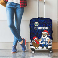 El Salvador Christmas Luggage Cover with Santa Claus Turkey Fireworks Palm Trees and National Emblem Design - Wonder Print Shop