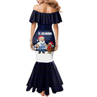 El Salvador Christmas Mermaid Dress with Santa Claus Turkey Fireworks Palm Trees and National Emblem Design - Wonder Print Shop