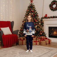 El Salvador Christmas Pajama Set with Santa Claus Turkey Fireworks Palm Trees and National Emblem Design - Wonder Print Shop