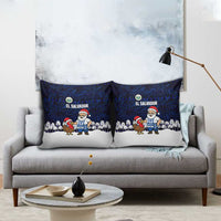 El Salvador Christmas Pillow Cover with Santa Claus Turkey Fireworks Palm Trees and National Emblem Design - Wonder Print Shop