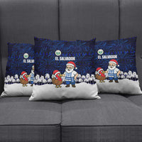 El Salvador Christmas Pillow Cover with Santa Claus Turkey Fireworks Palm Trees and National Emblem Design - Wonder Print Shop