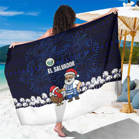 El Salvador Christmas Sarong with Santa Claus Turkey Fireworks Palm Trees and National Emblem Design - Wonder Print Shop