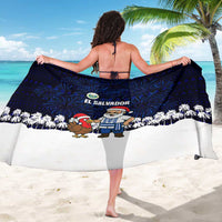 El Salvador Christmas Sarong with Santa Claus Turkey Fireworks Palm Trees and National Emblem Design - Wonder Print Shop