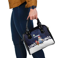 El Salvador Christmas Shoulder Handbag with Santa Claus Turkey Fireworks Palm Trees and National Emblem Design - Wonder Print Shop