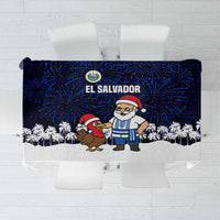 El Salvador Christmas Tablecloth with Santa Claus Turkey Fireworks Palm Trees and National Emblem Design - Wonder Print Shop