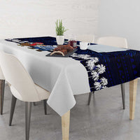 El Salvador Christmas Tablecloth with Santa Claus Turkey Fireworks Palm Trees and National Emblem Design - Wonder Print Shop