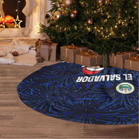 El Salvador Christmas Tree Skirt with Santa Claus Turkey Fireworks Palm Trees and National Emblem Design - Wonder Print Shop