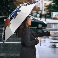 El Salvador Christmas Umbrella with Santa Claus Turkey Fireworks Palm Trees and National Emblem Design - undefined