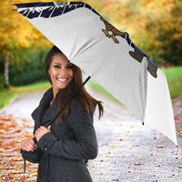 El Salvador Christmas Umbrella with Santa Claus Turkey Fireworks Palm Trees and National Emblem Design - undefined