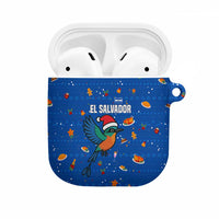 El Salvador Christmas AirPods Case with Santa Hat Motmot Bird Traditional Foods and Blue Festive Pattern Design - Wonder Print Shop