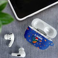 El Salvador Christmas AirPods Case with Santa Hat Motmot Bird Traditional Foods and Blue Festive Pattern Design - Wonder Print Shop