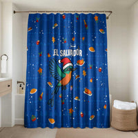 El Salvador Christmas Bathroom Set with Santa Hat Motmot Bird Traditional Foods and Blue Festive Pattern Design - Wonder Print Shop